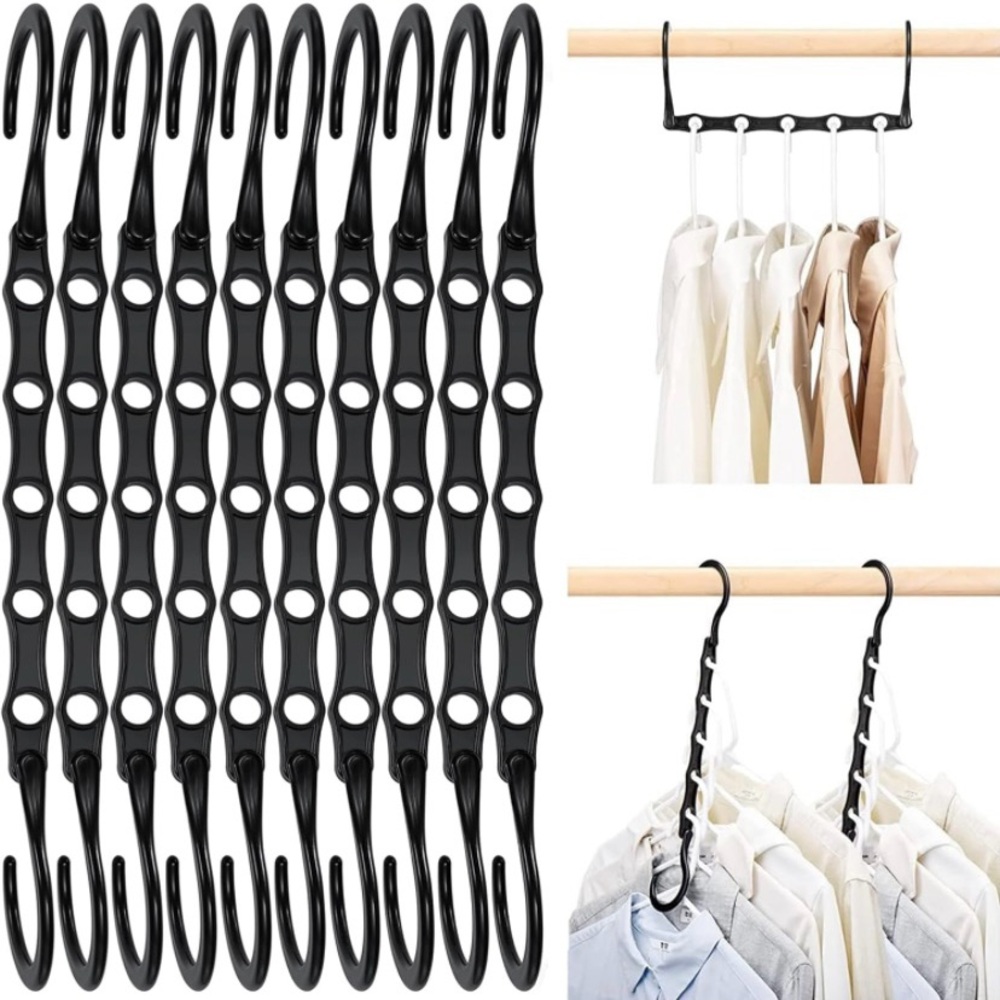 HOUSE DAY Black Hangers Sturdy Cascading Hangers with 5 Holes for Heavy Clothes
